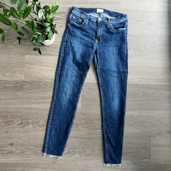 Hudson Jeans Dark Blue Mid-Rise Skinny Jeans with Raw Hem - Picture 2 of 12